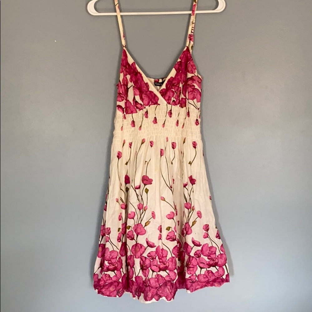 Gorgeous floral dress pink strap short boho